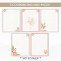 lined flamingo stationery set